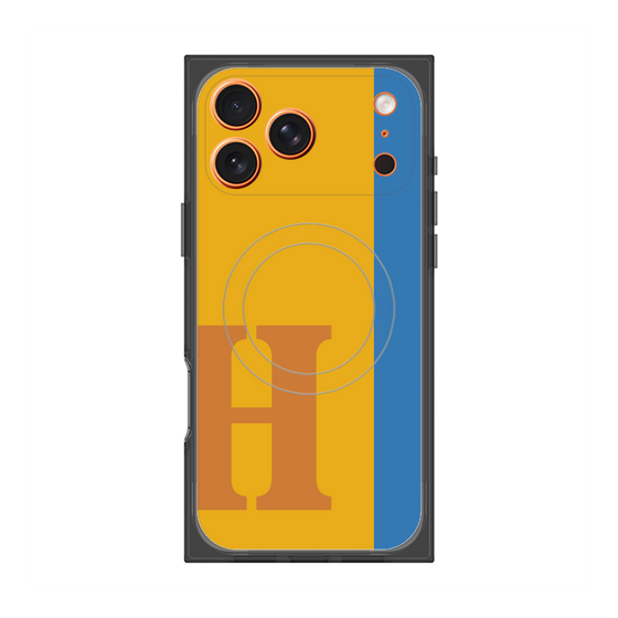 プレミアムスクエアケース with MagSafe［ オリジナル - initial color line - H orange ］