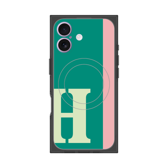 プレミアムスクエアケース with MagSafe［ オリジナル - initial color line - H green ］