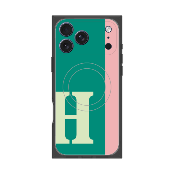プレミアムスクエアケース with MagSafe［ オリジナル - initial color line - H green ］