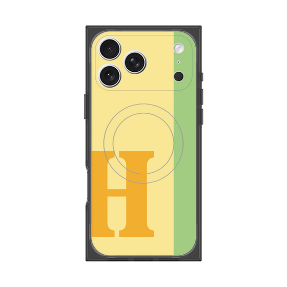 プレミアムスクエアケース with MagSafe［ オリジナル - initial color line - H yellow ］