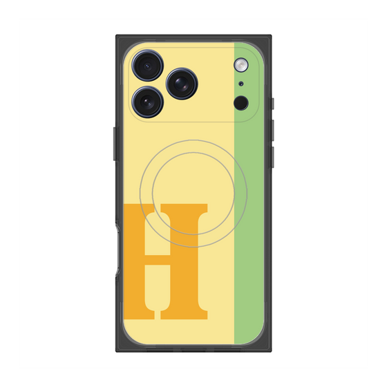 プレミアムスクエアケース with MagSafe［ オリジナル - initial color line - H yellow ］