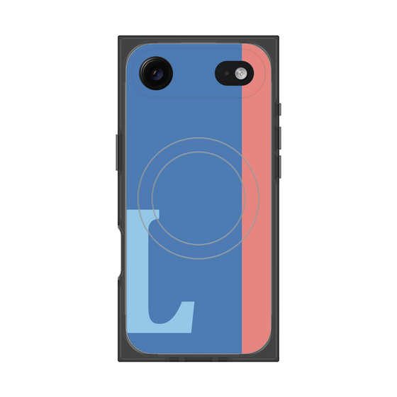 プレミアムスクエアケース with MagSafe［ オリジナル - initial color line - L blue ］