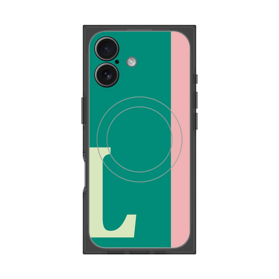 プレミアムスクエアケース with MagSafe［ オリジナル - initial color line - L green ］