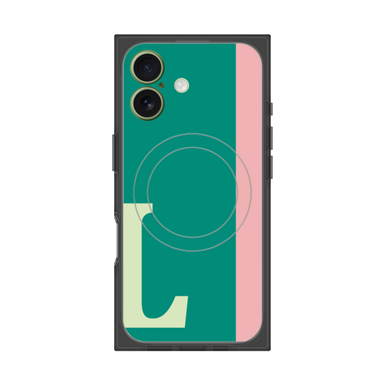 プレミアムスクエアケース with MagSafe［ オリジナル - initial color line - L green ］