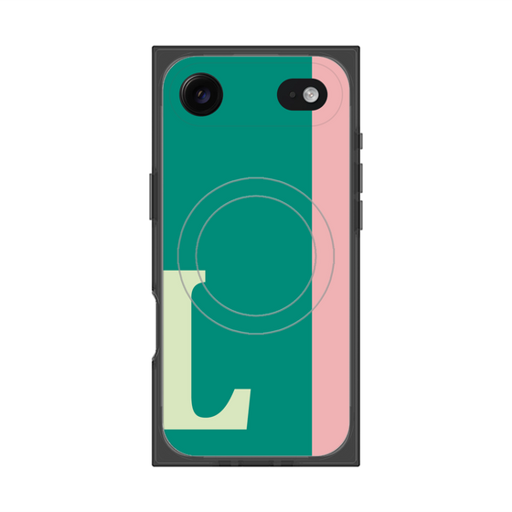 プレミアムスクエアケース with MagSafe［ オリジナル - initial color line - L green ］