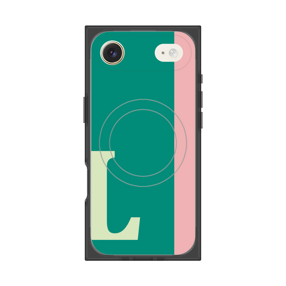 プレミアムスクエアケース with MagSafe［ オリジナル - initial color line - L green ］