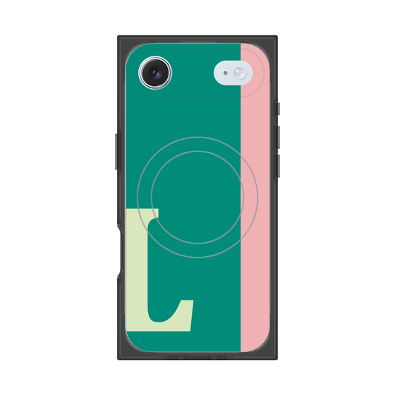プレミアムスクエアケース with MagSafe［ オリジナル - initial color line - L green ］