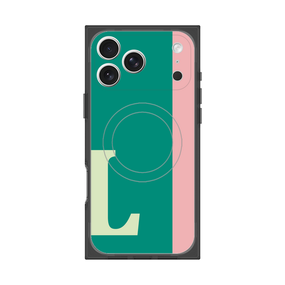 プレミアムスクエアケース with MagSafe［ オリジナル - initial color line - L green ］