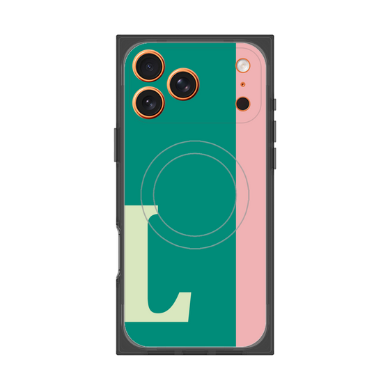プレミアムスクエアケース with MagSafe［ オリジナル - initial color line - L green ］