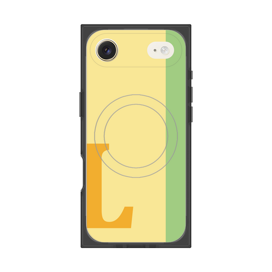 プレミアムスクエアケース with MagSafe［ オリジナル - initial color line - L yellow ］
