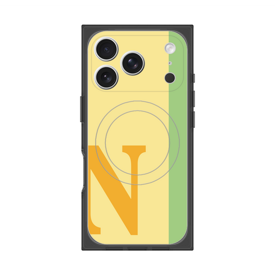 プレミアムスクエアケース with MagSafe［ オリジナル - initial color line - N yellow ］