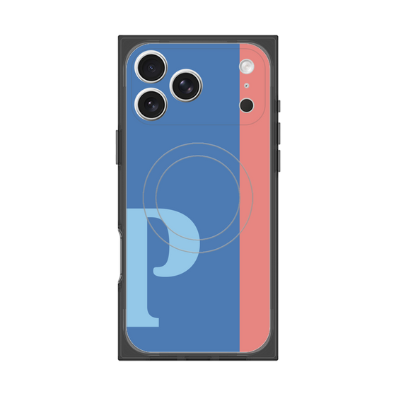 プレミアムスクエアケース with MagSafe［ オリジナル - initial color line - P blue ］