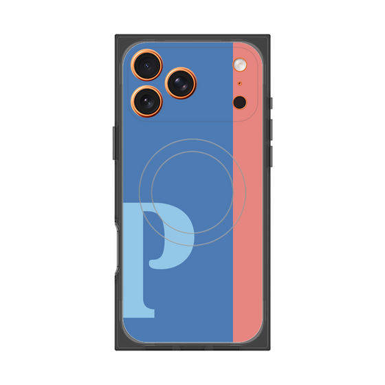 プレミアムスクエアケース with MagSafe［ オリジナル - initial color line - P blue ］