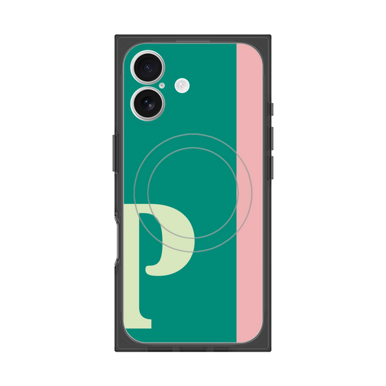 プレミアムスクエアケース with MagSafe［ オリジナル - initial color line - P green ］