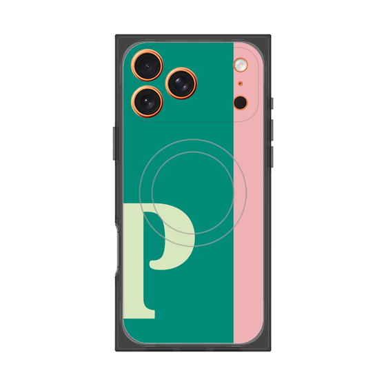 プレミアムスクエアケース with MagSafe［ オリジナル - initial color line - P green ］