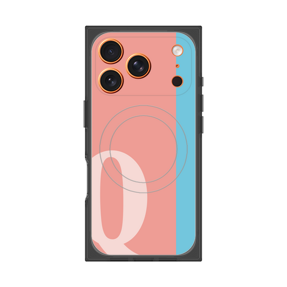 プレミアムスクエアケース with MagSafe［ オリジナル - initial color line - Q pink ］