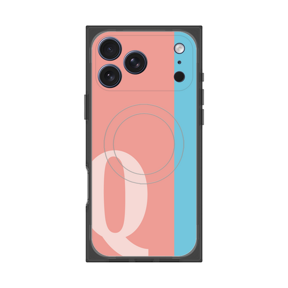 プレミアムスクエアケース with MagSafe［ オリジナル - initial color line - Q pink ］