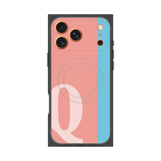 プレミアムスクエアケース with MagSafe［ オリジナル - initial color line - Q pink ］