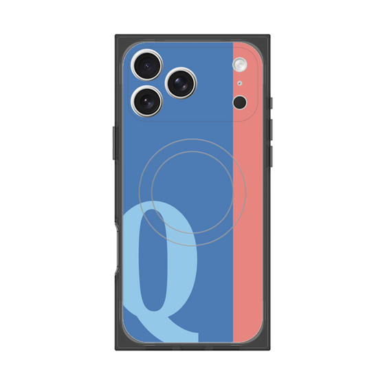 プレミアムスクエアケース with MagSafe［ オリジナル - initial color line - Q blue ］
