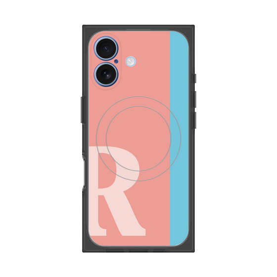 プレミアムスクエアケース with MagSafe［ オリジナル - initial color line - R pink ］