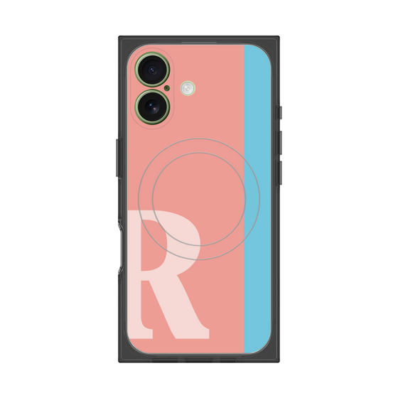プレミアムスクエアケース with MagSafe［ オリジナル - initial color line - R pink ］