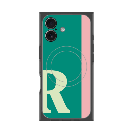プレミアムスクエアケース with MagSafe［ オリジナル - initial color line - R green ］
