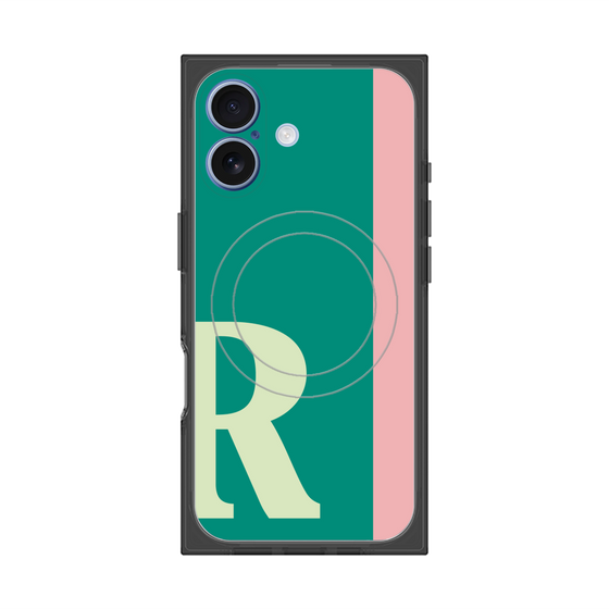 プレミアムスクエアケース with MagSafe［ オリジナル - initial color line - R green ］