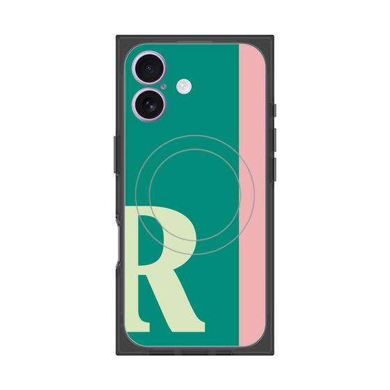 プレミアムスクエアケース with MagSafe［ オリジナル - initial color line - R green ］