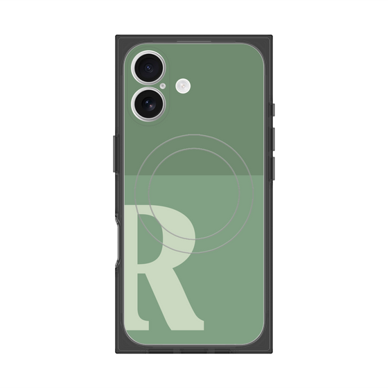 プレミアムスクエアケース with MagSafe［ オリジナル - initial two tone - R green ］