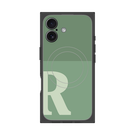 プレミアムスクエアケース with MagSafe［ オリジナル - initial two tone - R green ］