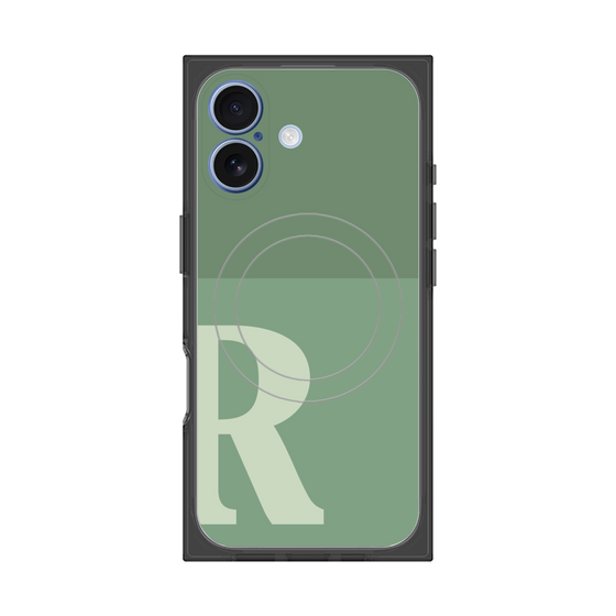 プレミアムスクエアケース with MagSafe［ オリジナル - initial two tone - R green ］