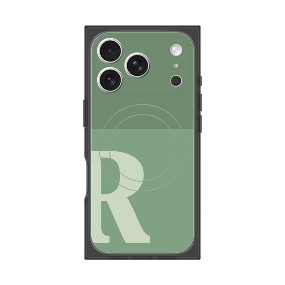 プレミアムスクエアケース with MagSafe［ オリジナル - initial two tone - R green ］