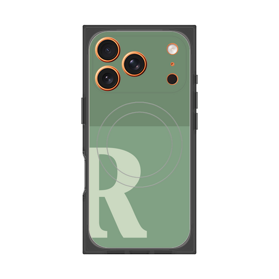 プレミアムスクエアケース with MagSafe［ オリジナル - initial two tone - R green ］