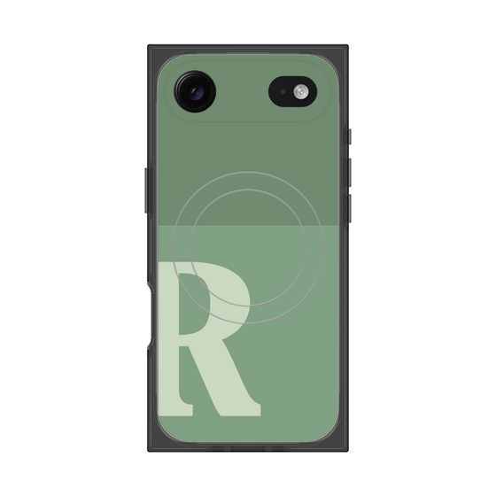 プレミアムスクエアケース with MagSafe［ オリジナル - initial two tone - R green ］