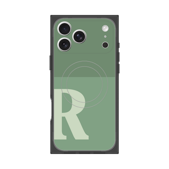プレミアムスクエアケース with MagSafe［ オリジナル - initial two tone - R green ］