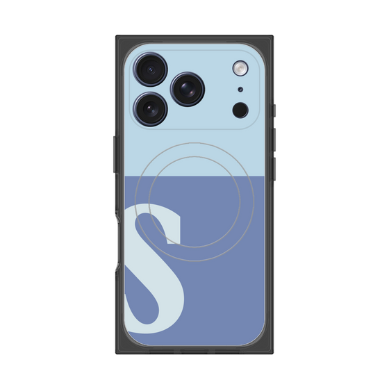 プレミアムスクエアケース with MagSafe［ オリジナル - initial two tone - S blue ］
