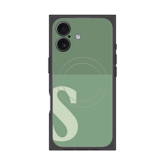 プレミアムスクエアケース with MagSafe［ オリジナル - initial two tone - S green ］