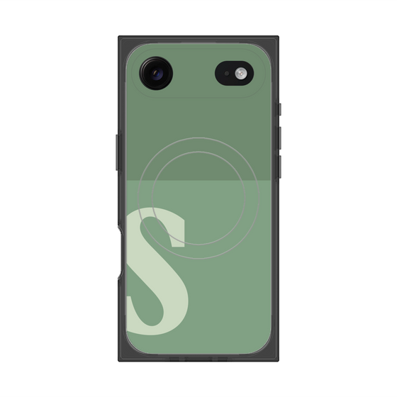 プレミアムスクエアケース with MagSafe［ オリジナル - initial two tone - S green ］