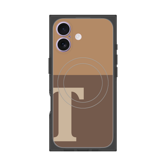 プレミアムスクエアケース with MagSafe［ オリジナル - initial two tone - T brown ］