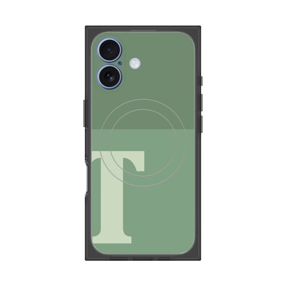 プレミアムスクエアケース with MagSafe［ オリジナル - initial two tone - T green ］