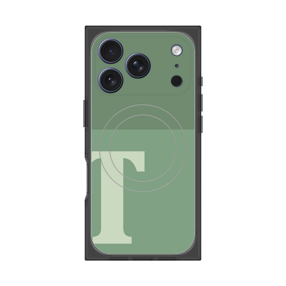 プレミアムスクエアケース with MagSafe［ オリジナル - initial two tone - T green ］