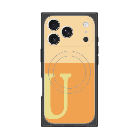 プレミアムスクエアケース with MagSafe［ オリジナル - initial two tone - U orange ］
