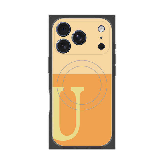 プレミアムスクエアケース with MagSafe［ オリジナル - initial two tone - U orange ］