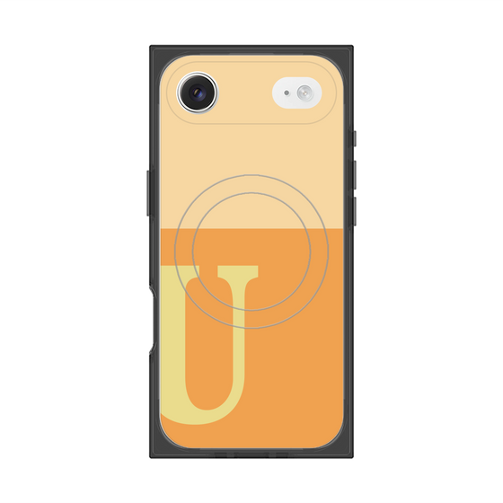 プレミアムスクエアケース with MagSafe［ オリジナル - initial two tone - U orange ］
