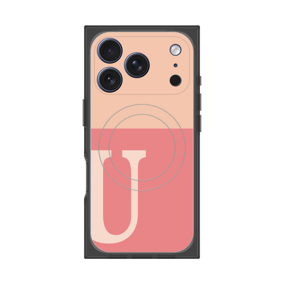 プレミアムスクエアケース with MagSafe［ オリジナル - initial two tone - U pink ］