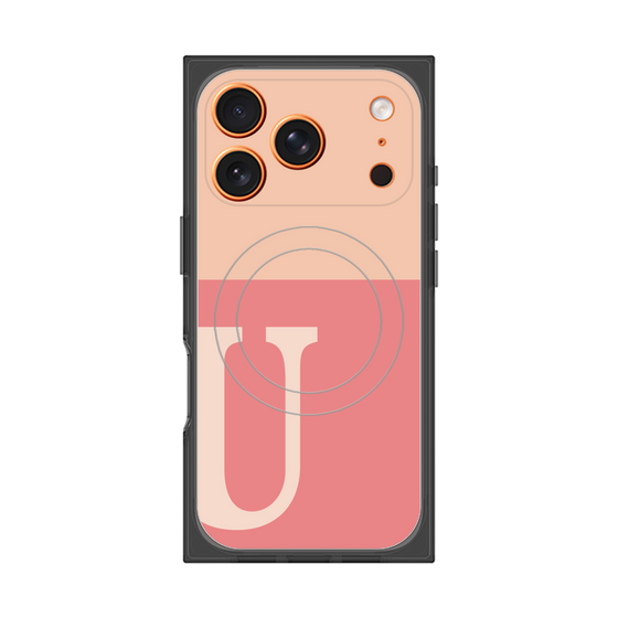 プレミアムスクエアケース with MagSafe［ オリジナル - initial two tone - U pink ］