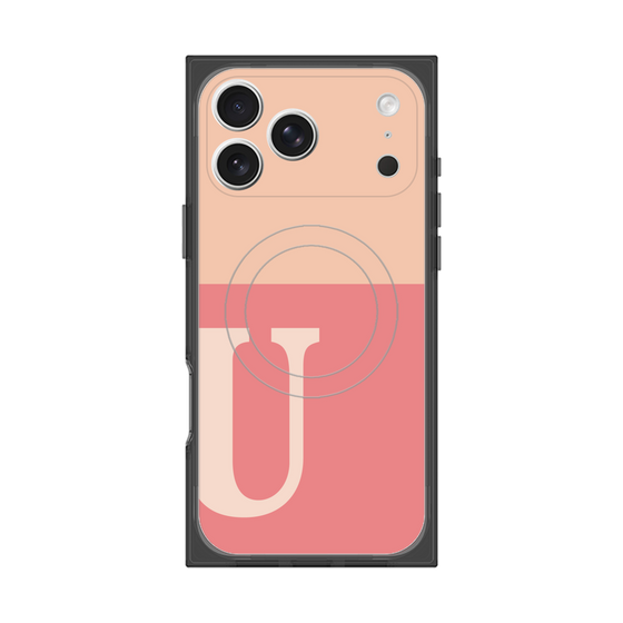 プレミアムスクエアケース with MagSafe［ オリジナル - initial two tone - U pink ］