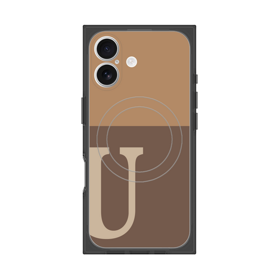 プレミアムスクエアケース with MagSafe［ オリジナル - initial two tone - U brown ］