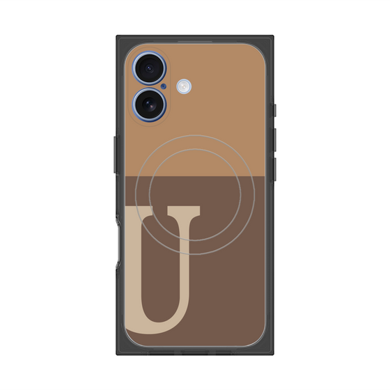 プレミアムスクエアケース with MagSafe［ オリジナル - initial two tone - U brown ］