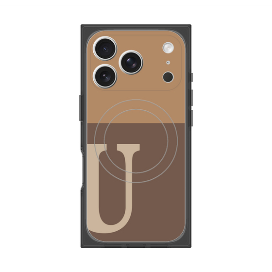 プレミアムスクエアケース with MagSafe［ オリジナル - initial two tone - U brown ］